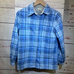L.L. Bean Blue Fleece Lined Flannel Shacket - size XS Petite